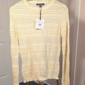 MILLAN LUXE Cream Open-Knit Sweater Top